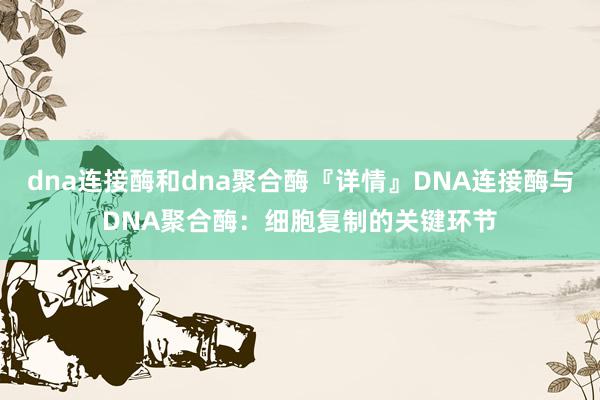 dna连接酶和dna聚合酶『详情』DNA连接酶与DNA聚合酶：细胞复制的关键环节